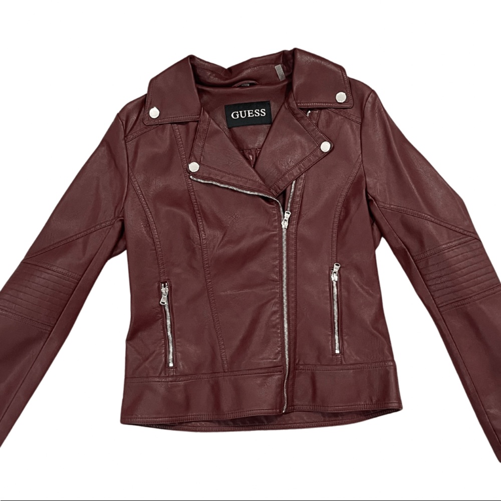 Guess maroon/burgundy leather jacket. *NEW*